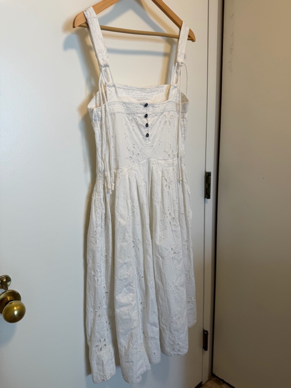 FREE PEOPLE midi sun dress summer white  eyelet size S viral hard to find